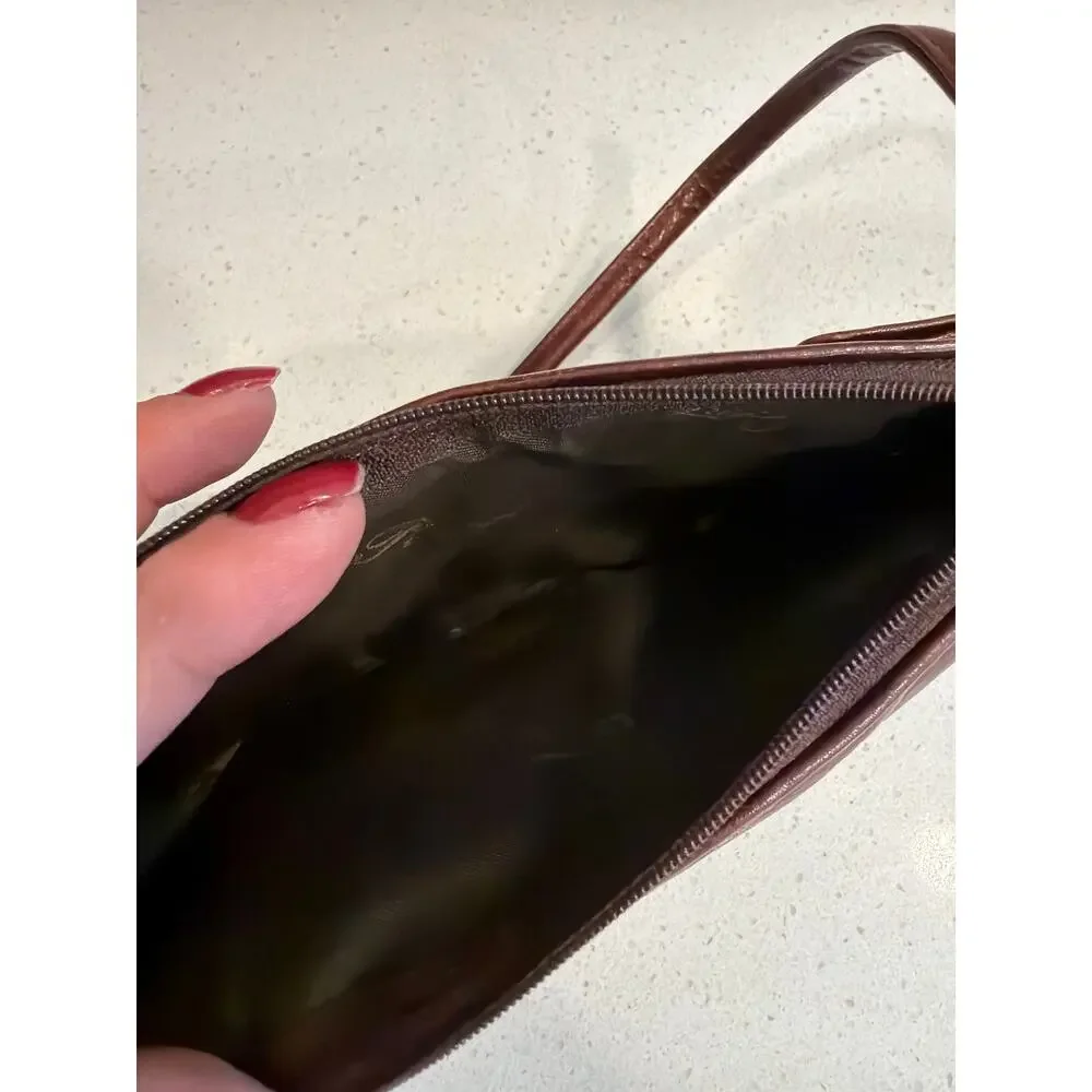 Vintage Fossil brown leather crossbody bag or mini wallet purse